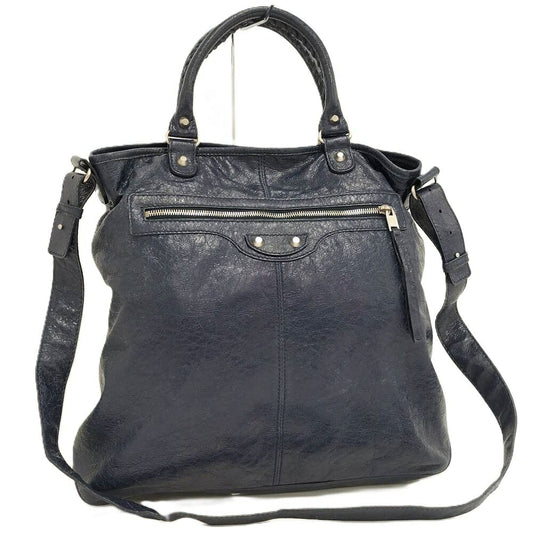 Balenciaga City 2-Way Bag Leather Navy Blue