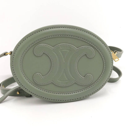 Celine Oval Pass Triomphe Shoulder Bag Leather Khaki — view 2