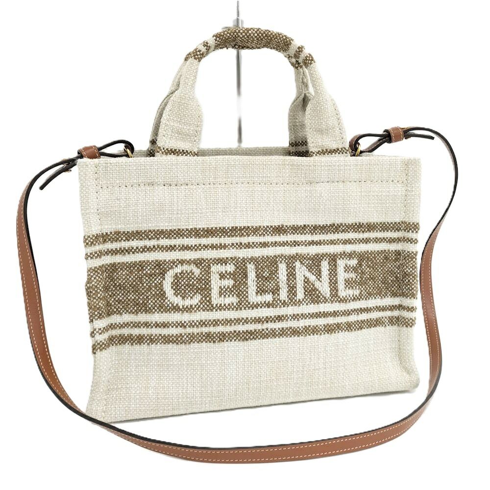 Celine Small Cabas Thais 2-Way Bag Canvas Beige