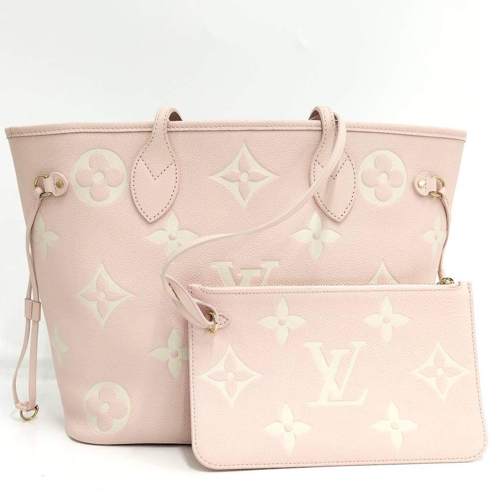 Louis Vuitton Neverfull MM Monogram Empreinte Rose Trianon Cream — view 2