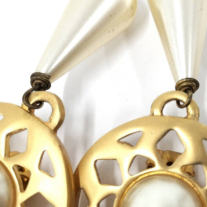Celine Earrings Plating Faux Pearl Gold White — view 7