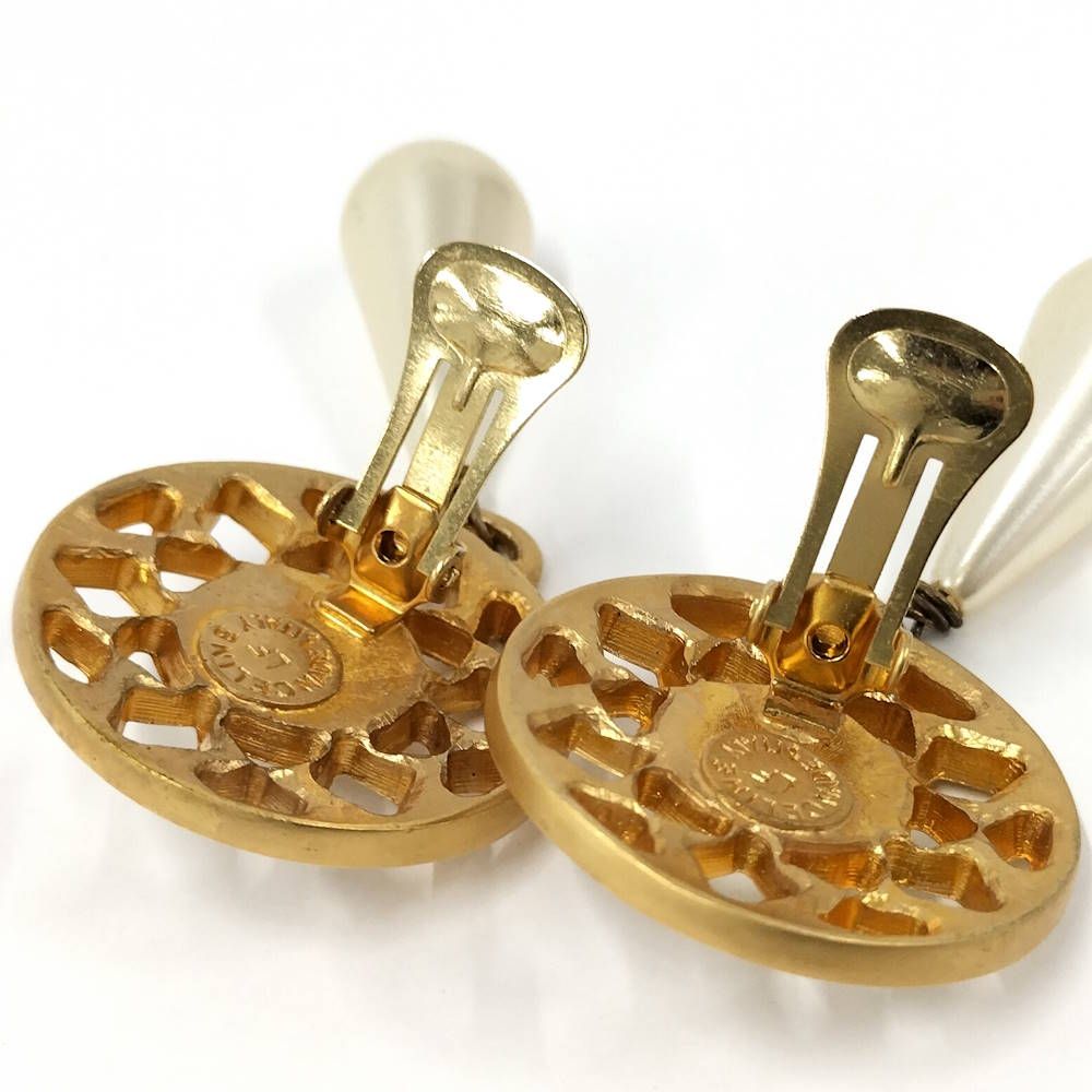 Celine Earrings Plating Faux Pearl Gold White — view 8