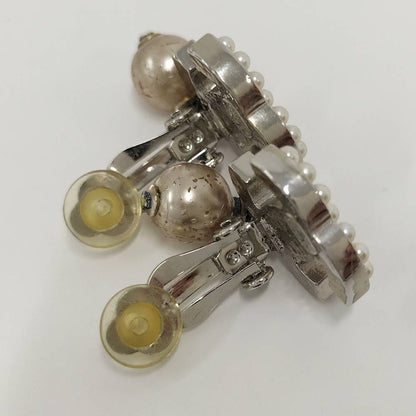 Chanel Earrings CC Pearl Plated Silver — view 4