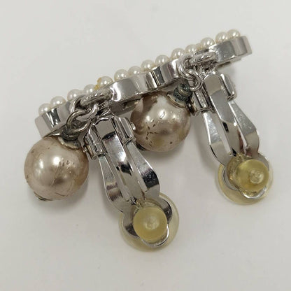 Chanel Earrings CC Pearl Plated Silver — view 2