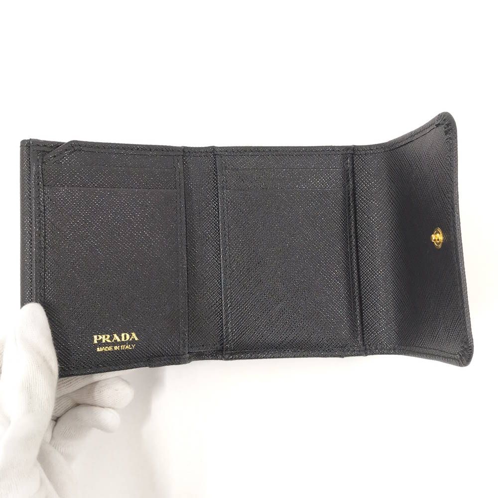 Prada Trifold Wallet Saffiano Leather Black — view 2