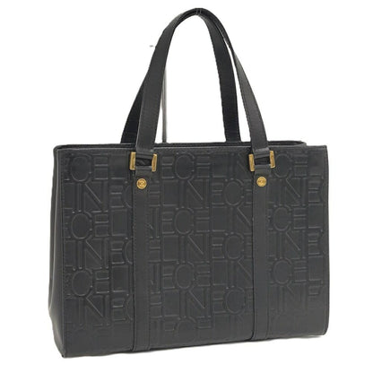 Celine Tote Bag Logo Black Leather
