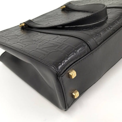 Celine Tote Bag Logo Black Leather — view 3