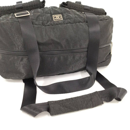 Chanel Boston Bag Sports Line Chocolate Bar Stitch Logo Nylon Canvas Black — view 4
