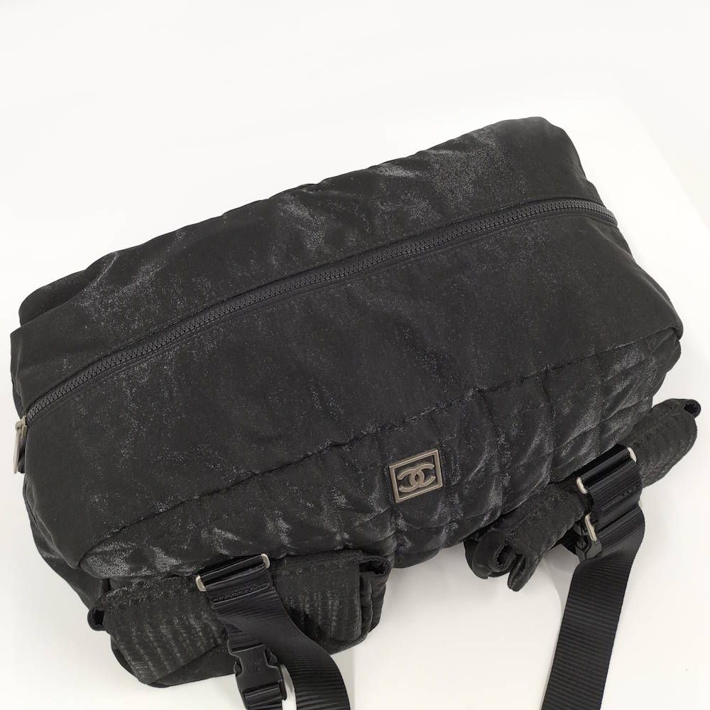 Chanel Boston Bag Sports Line Chocolate Bar Stitch Logo Nylon Canvas Black — view 7