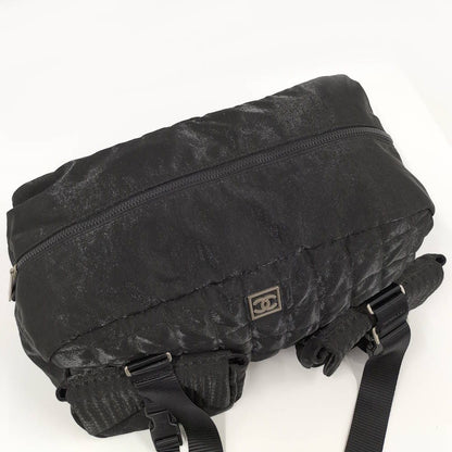 Chanel Boston Bag Sports Line Chocolate Bar Stitch Logo Nylon Canvas Black — view 7