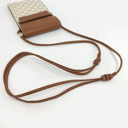 Celine Phone Pouch Leather Brown Ivory — view 4