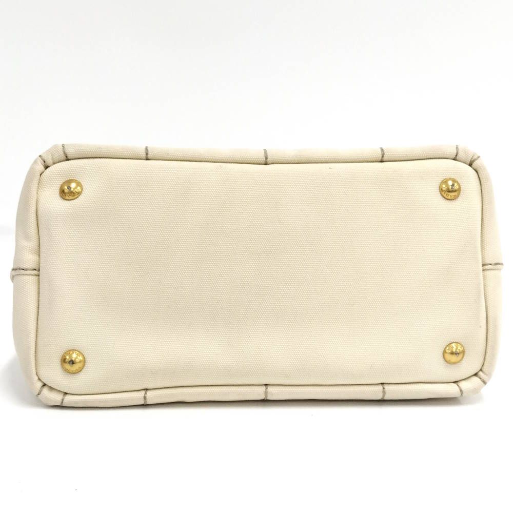 Prada Handbag Canapa Tote Canvas Ivory — view 8