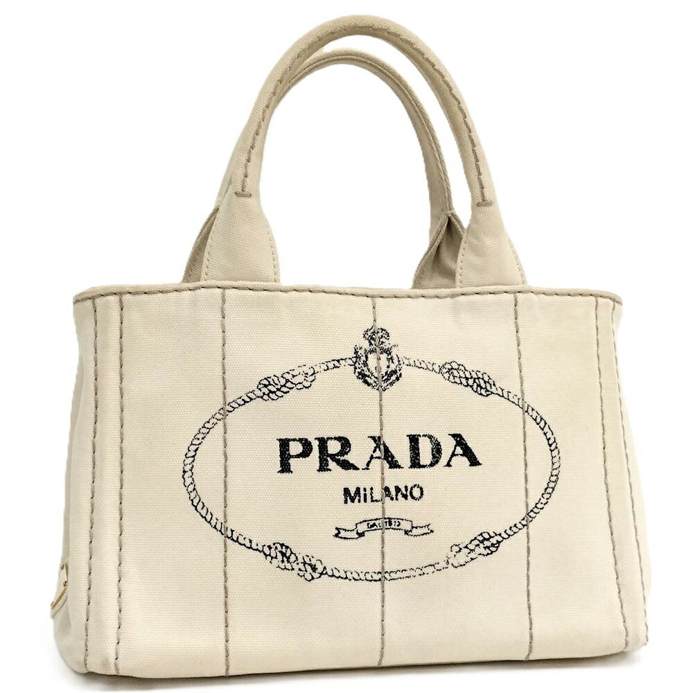 Prada Handbag Canapa Tote Canvas Ivory