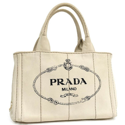Prada Handbag Canapa Tote Canvas Ivory