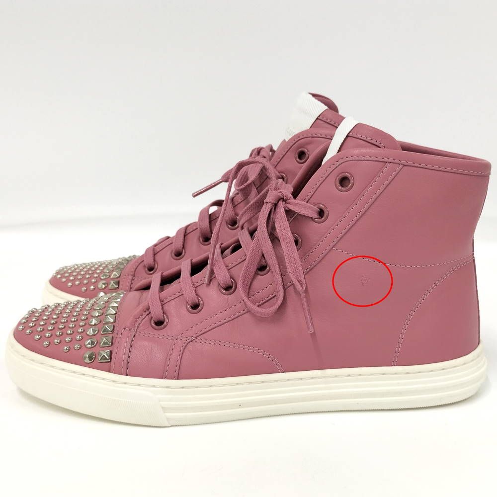 Gucci Studs Sneakers Leather Pink Silver 36.5 — view 2