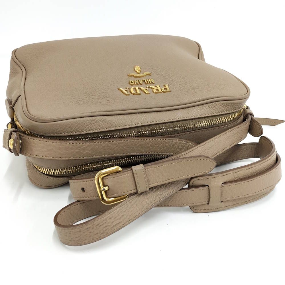 Prada Zipper Shoulder Bag Leather Beige — view 6