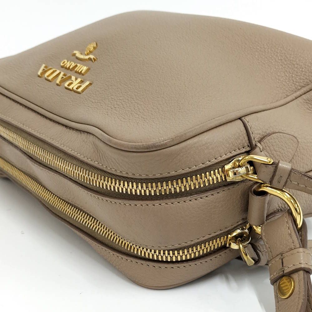 Prada Zipper Shoulder Bag Leather Beige — view 3