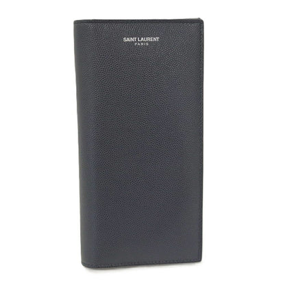 Saint Laurent Continental Wallet Bifold Logo Leather Navy