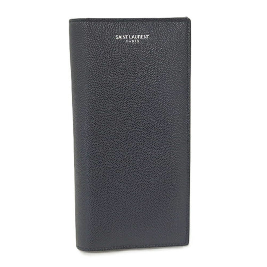 Saint Laurent Continental Wallet Bifold Logo Leather Navy