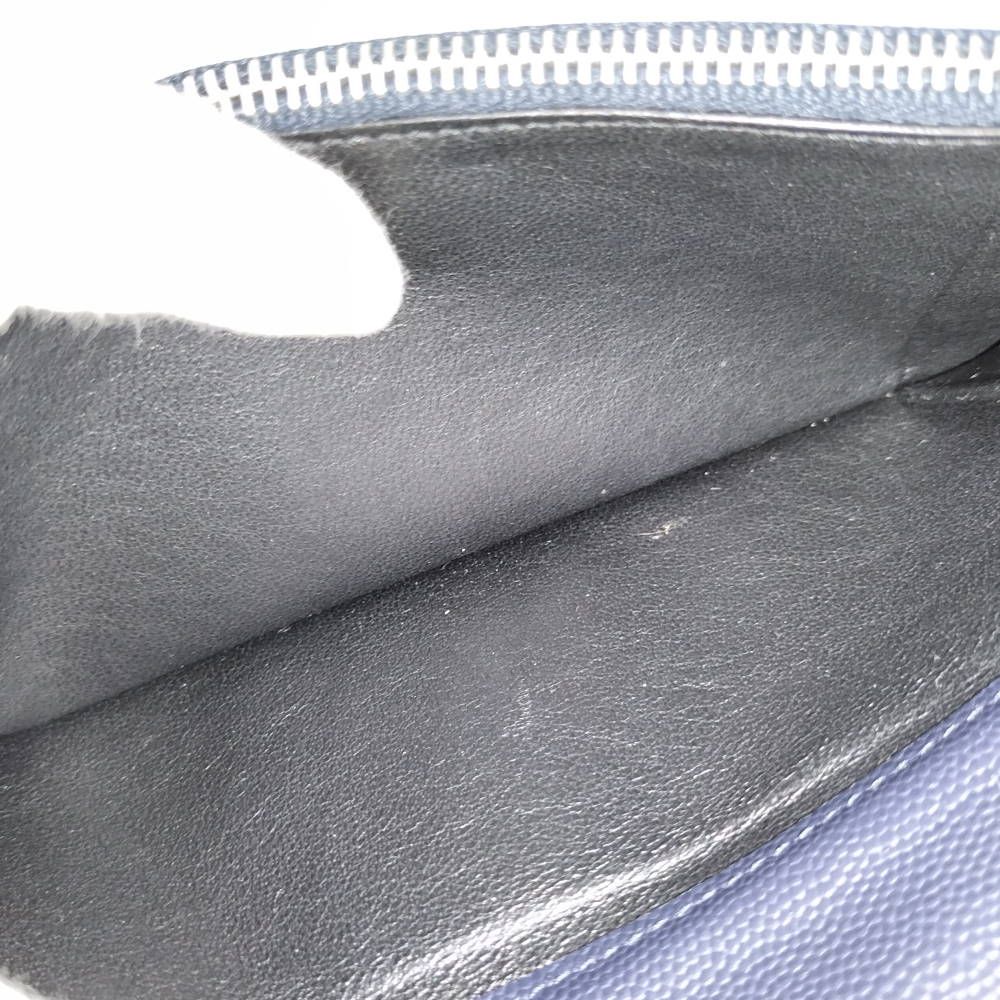 Saint Laurent Continental Wallet Bifold Logo Leather Navy — view 7
