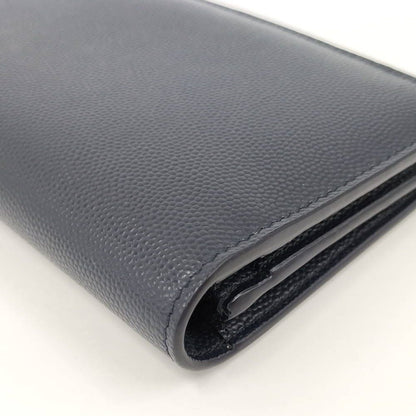 Saint Laurent Continental Wallet Bifold Logo Leather Navy — view 4