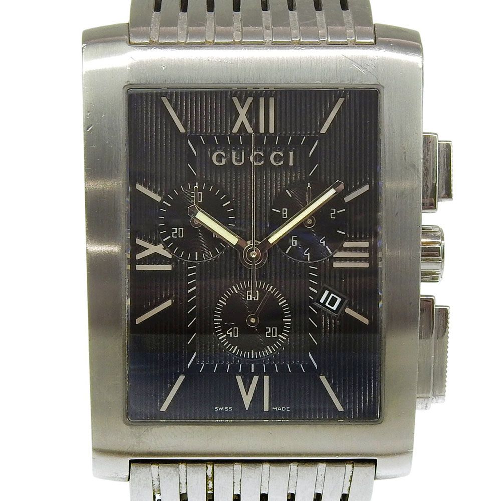 Gucci Metro Stainless Steel Quartz Chronograph Black Dial Watch