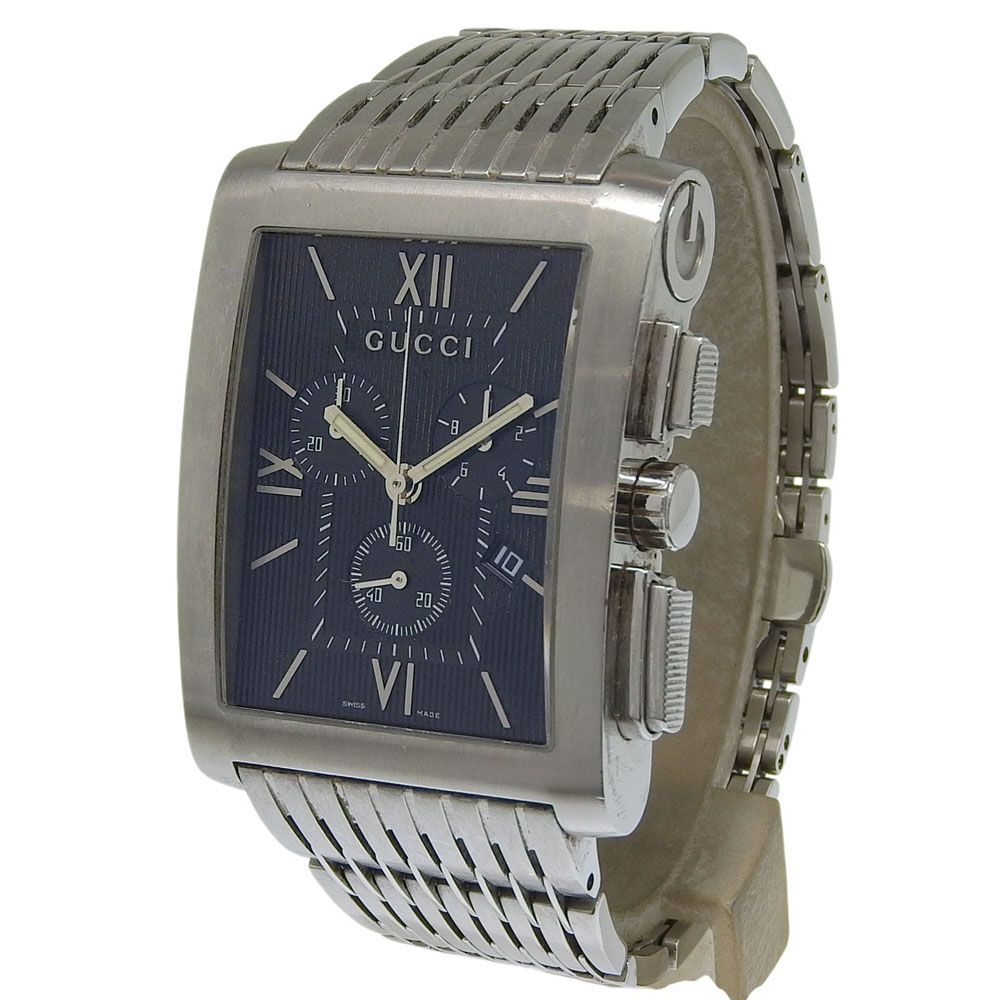 Gucci Metro Stainless Steel Quartz Chronograph Black Dial Watch — view 2