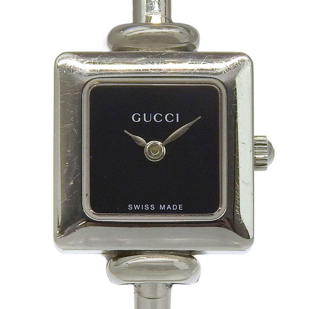 Gucci Stainless Steel Quartz Analog Display Black Dial Watch