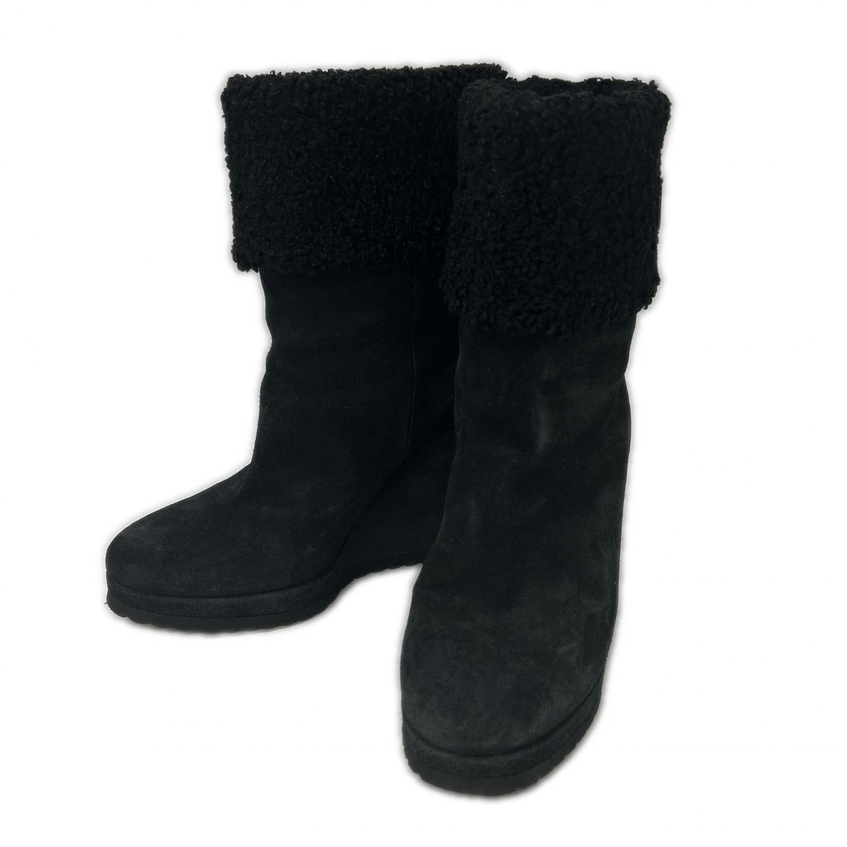 Moncler F-shearling Suede Metal Logo Short Boots