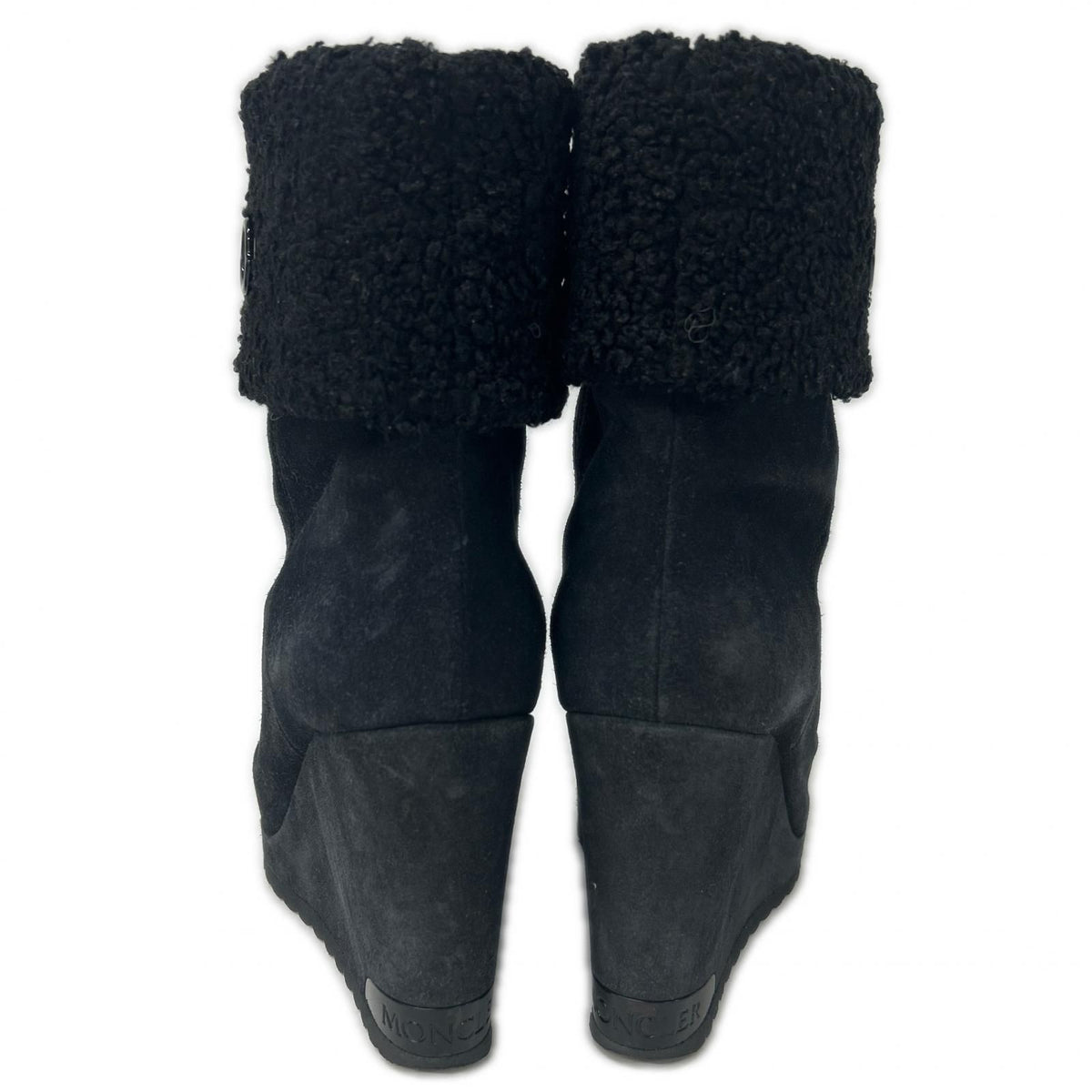 Moncler F-shearling Suede Metal Logo Short Boots — view 3