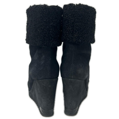 Moncler F-shearling Suede Metal Logo Short Boots — view 3