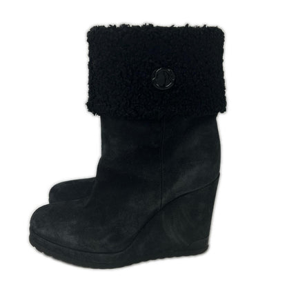 Moncler F-shearling Suede Metal Logo Short Boots — view 2