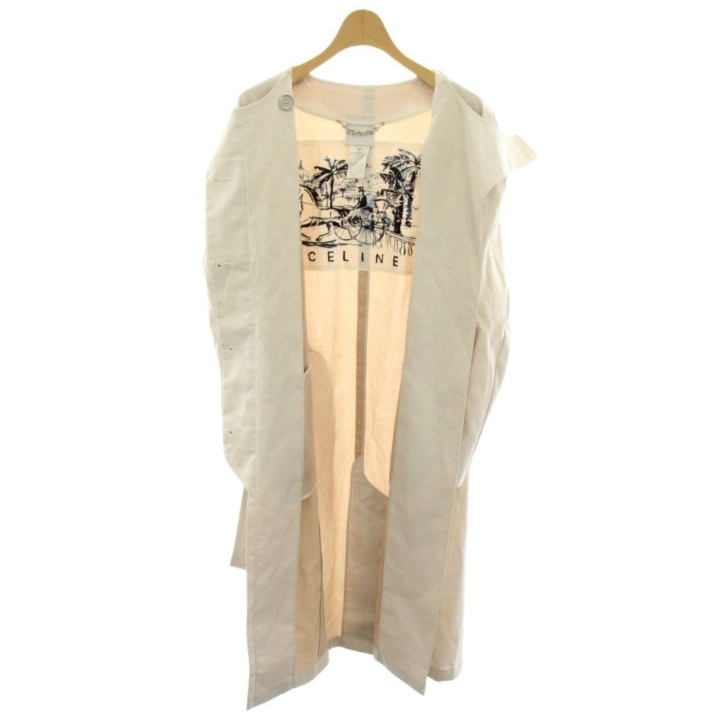 Celine Color Coat Outer Ribbon Belt Macadam Chain 38 Ivory 2 YT — view 4