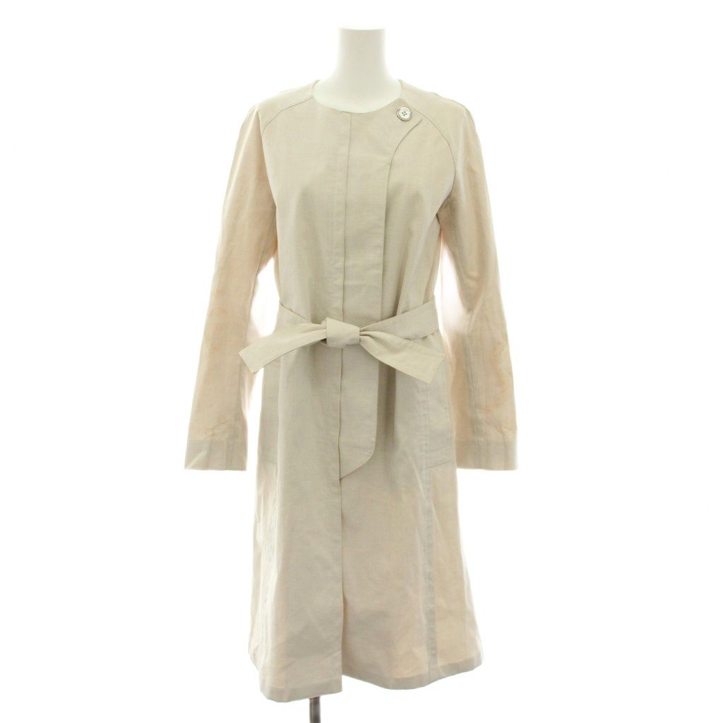 Celine Color Coat Outer Ribbon Belt Macadam Chain 38 Ivory 2 YT