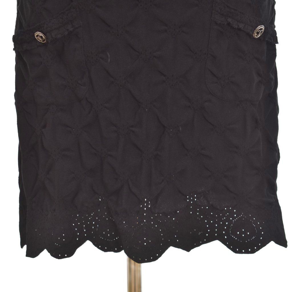 Chanel Sleeveless Neck Pencil Line Mini Crochet Dress 38 Black — view 7