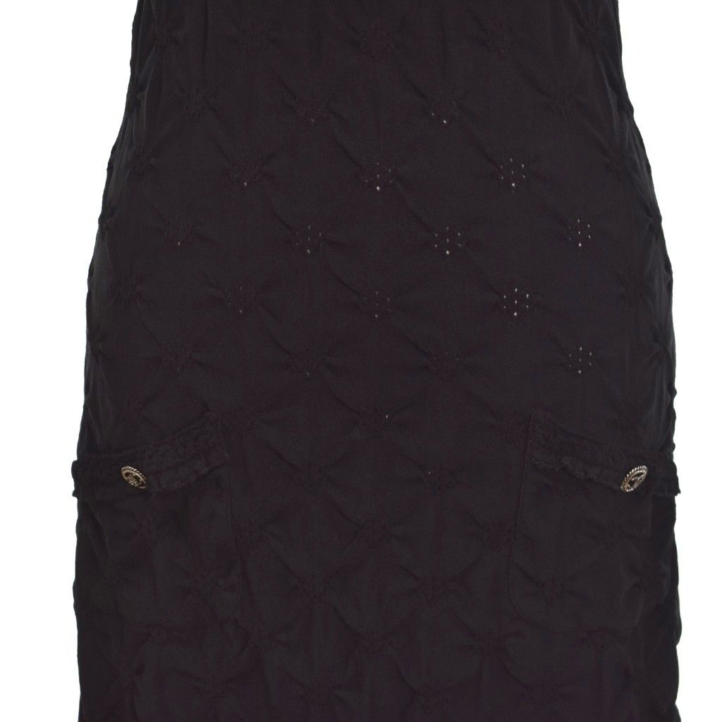 Chanel Sleeveless Neck Pencil Line Mini Crochet Dress 38 Black — view 6