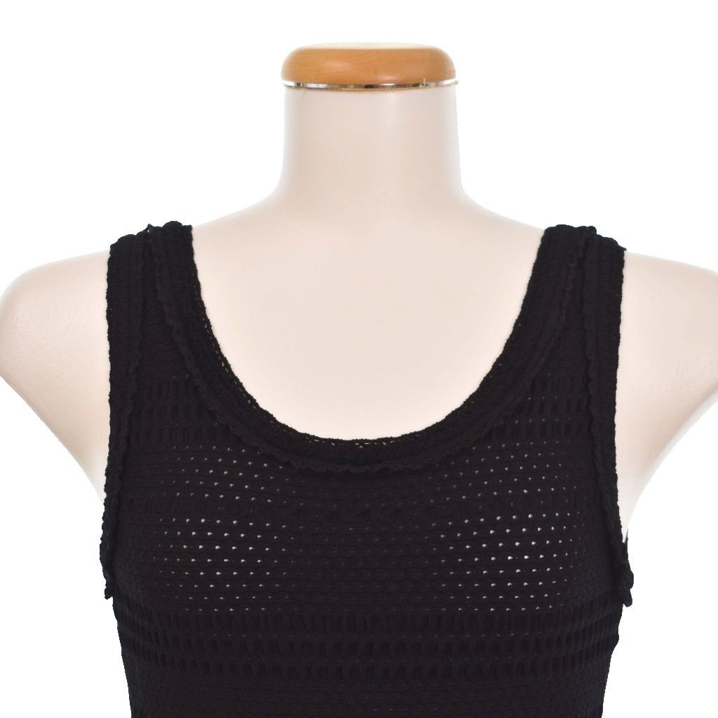 Chanel Sleeveless Neck Pencil Line Mini Crochet Dress 38 Black — view 5