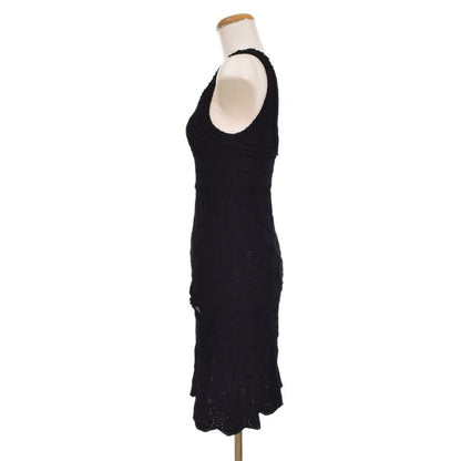 Chanel Sleeveless Neck Pencil Line Mini Crochet Dress 38 Black — view 3