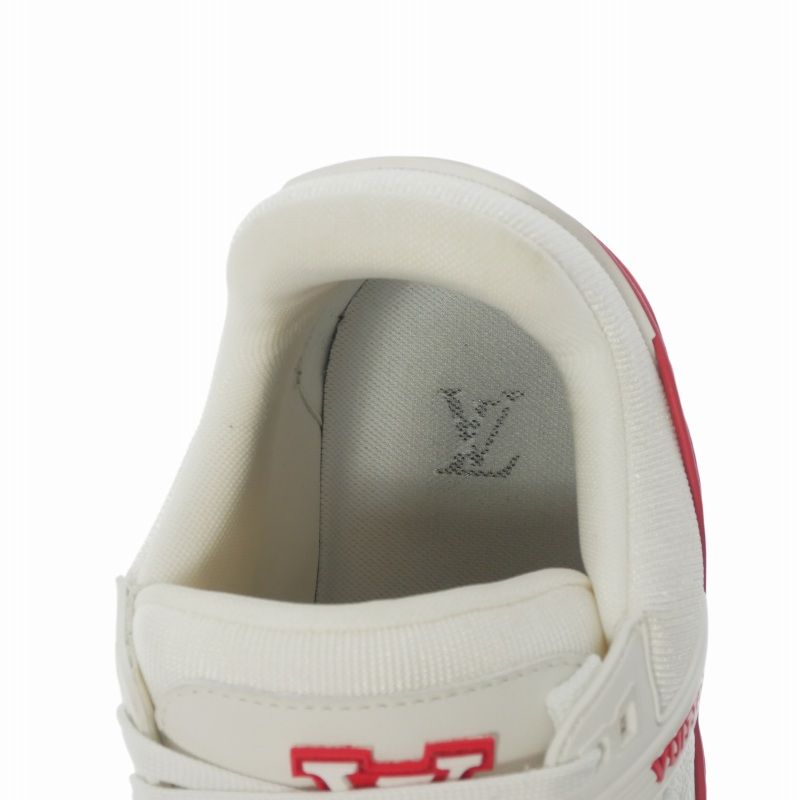 Louis Vuitton LV Trainers Calf Leather Monogram Sneakers Red White 9 — view 7