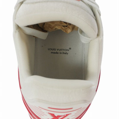 Louis Vuitton LV Trainers Calf Leather Monogram Sneakers Red White 9 — view 8