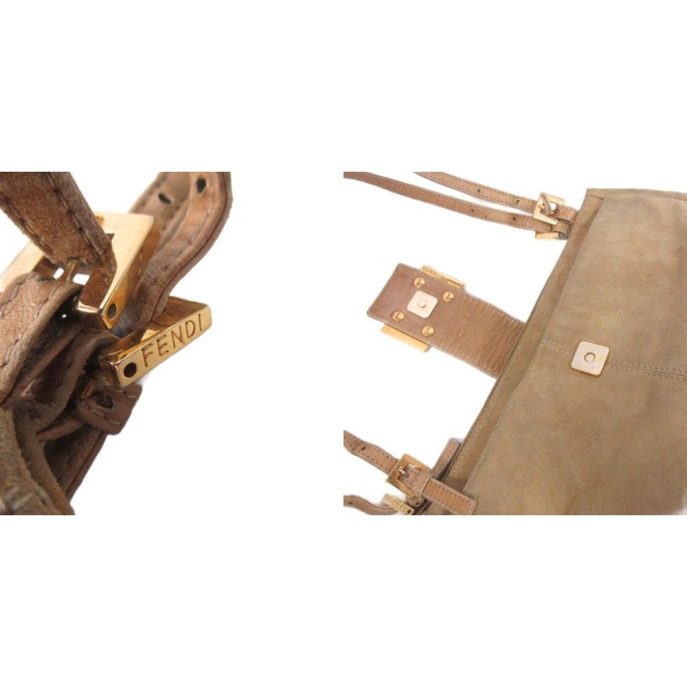 Fendi Vintage Mamma Bucket Shoulder Bag Suede Beige — view 7