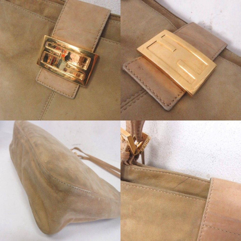 Fendi Vintage Mamma Bucket Shoulder Bag Suede Beige — view 8