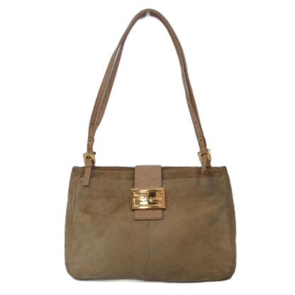 Fendi Vintage Mamma Bucket Shoulder Bag Suede Beige