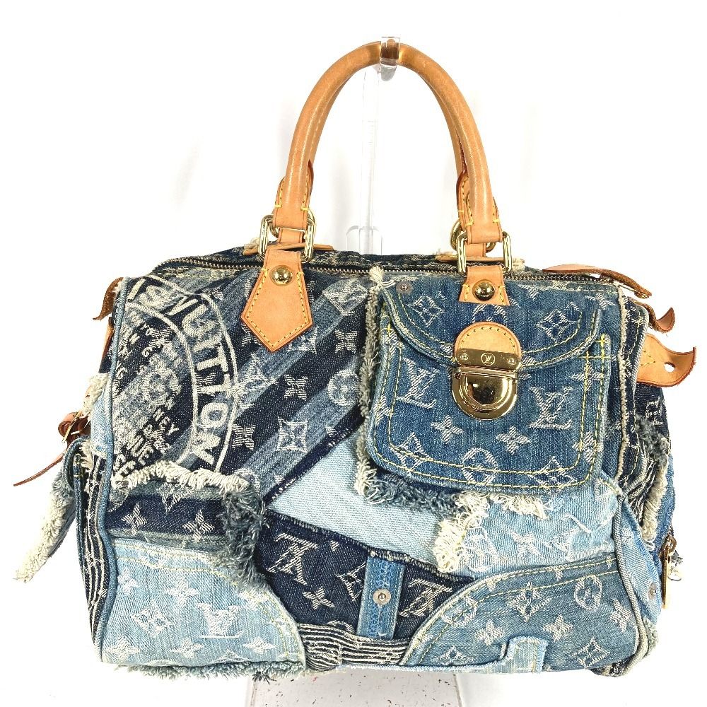 Louis Vuitton Handbag Patchwork Speedy 30 Monogram Denim Canvas Blue