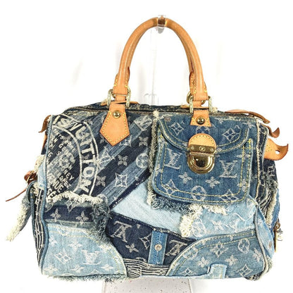 Louis Vuitton Handbag Patchwork Speedy 30 Monogram Denim Canvas Blue