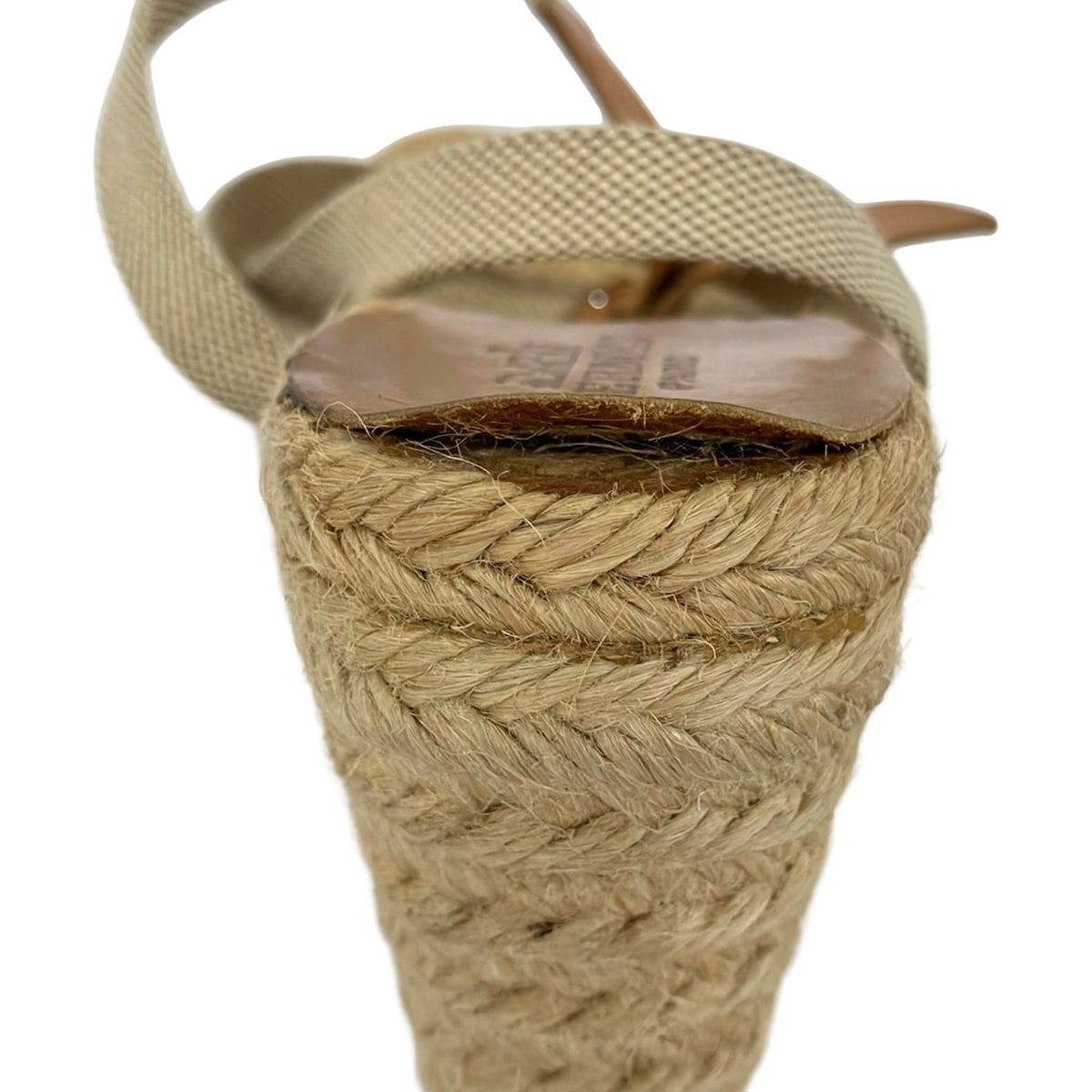 Hermes Sandals Brown Beige Wedge Sole Espadrilles Leather 38 — view 8