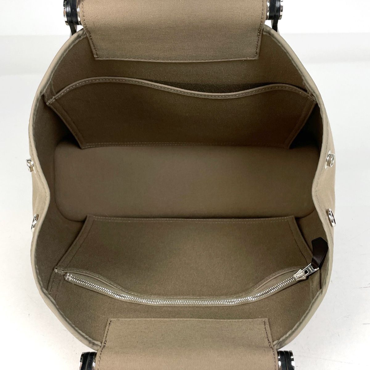 Hermes PM 2-Way Handbag Toile Officier Brown — view 8
