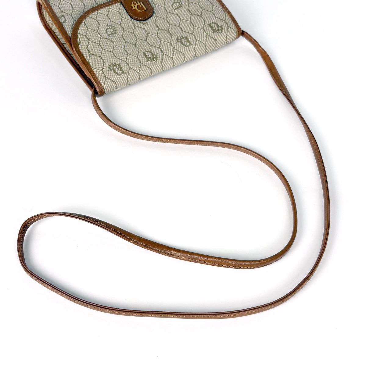 Dior Honeycomb Pattern Shoulder Bag Pochette Beige Brown — view 7