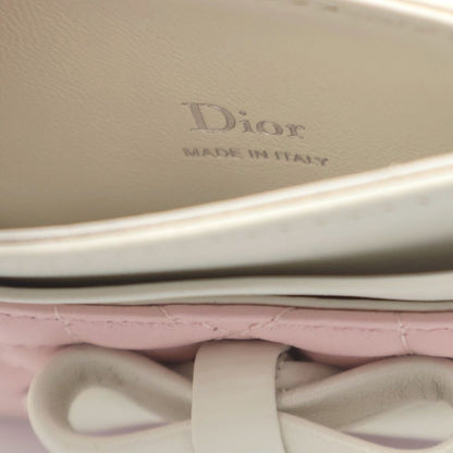 Dior Monsieur Lady Dior Cannage Leather Card Case Pink White — view 5