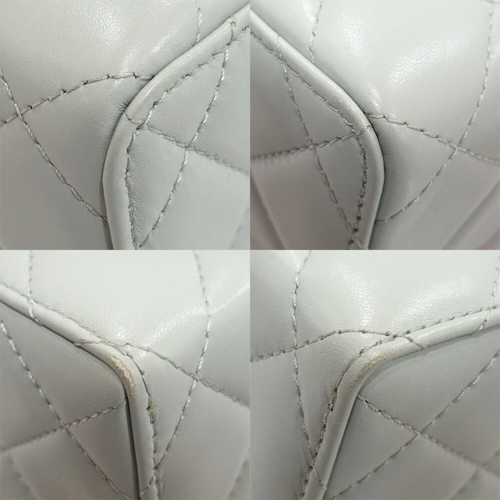 Chanel Top Handle Mini Flap Quilted Shoulder Bag Lambskin Light Blue — view 4